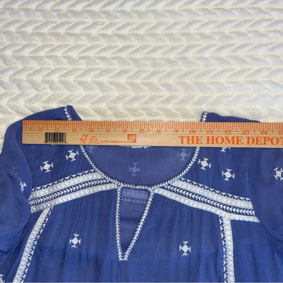 Anthropologie Floret Adena Women's Blue Embroidered Top size 2 - Picture 11 of 12